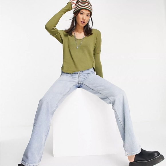 FREE PEOPLE Come and Get It Long Sleeve Top in Moss - Small - Picture 3 of 4